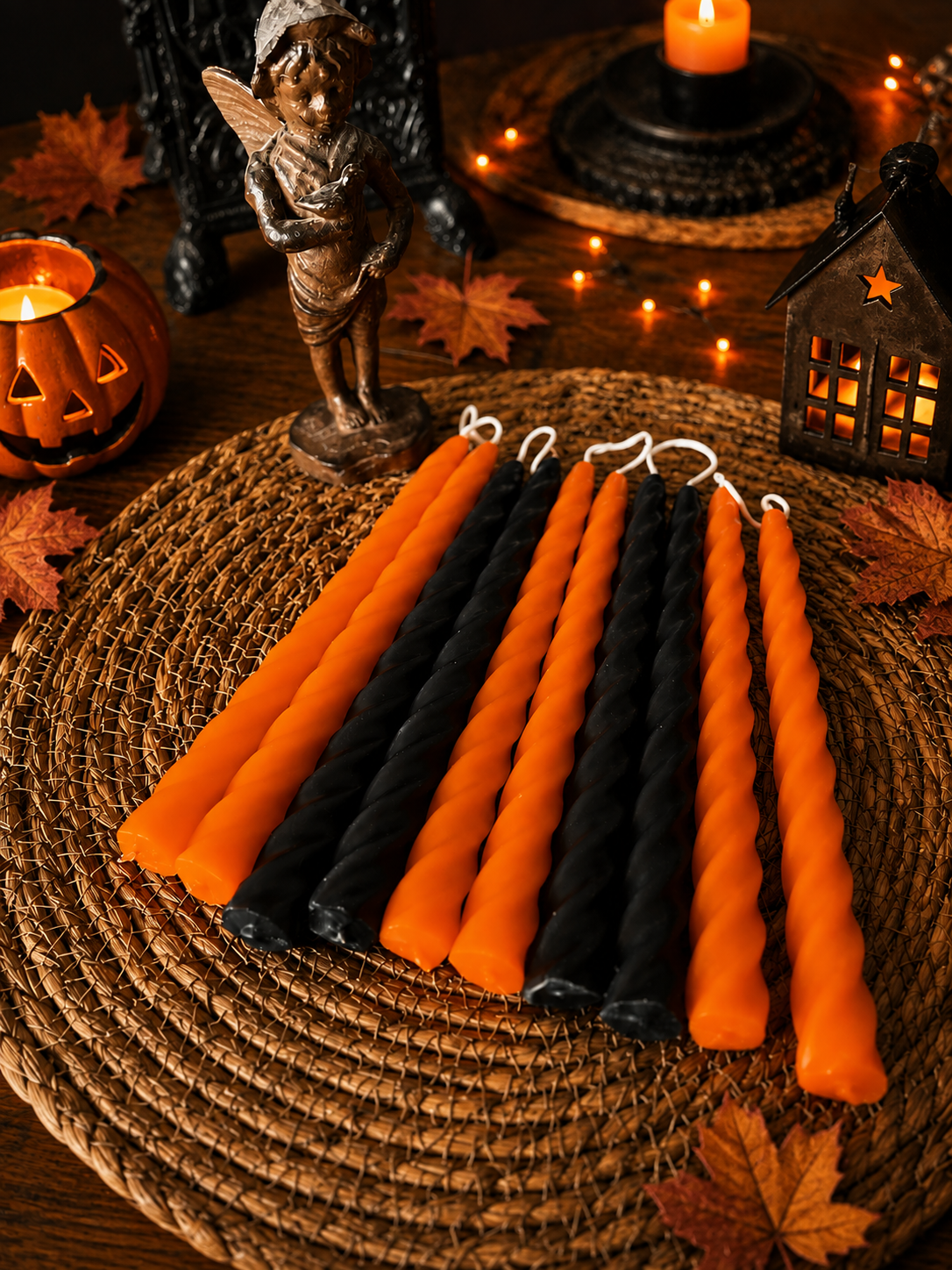 Black and Orange Twisted Tapers