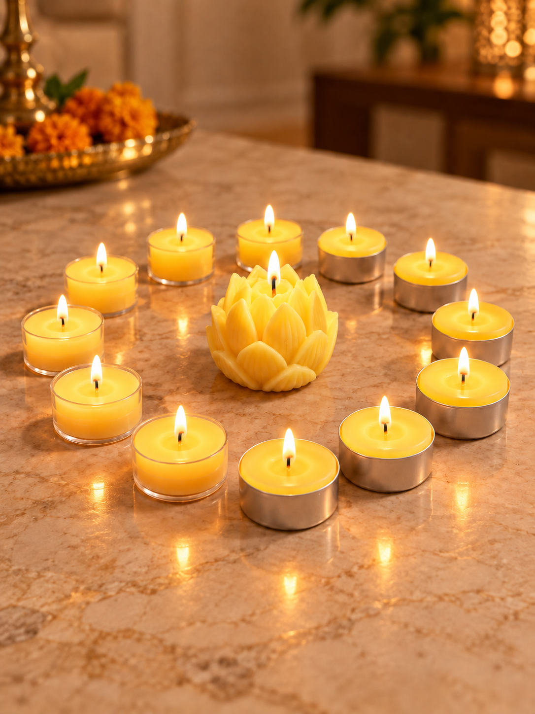 Clear and aluminum cup options for beeswax tea lights