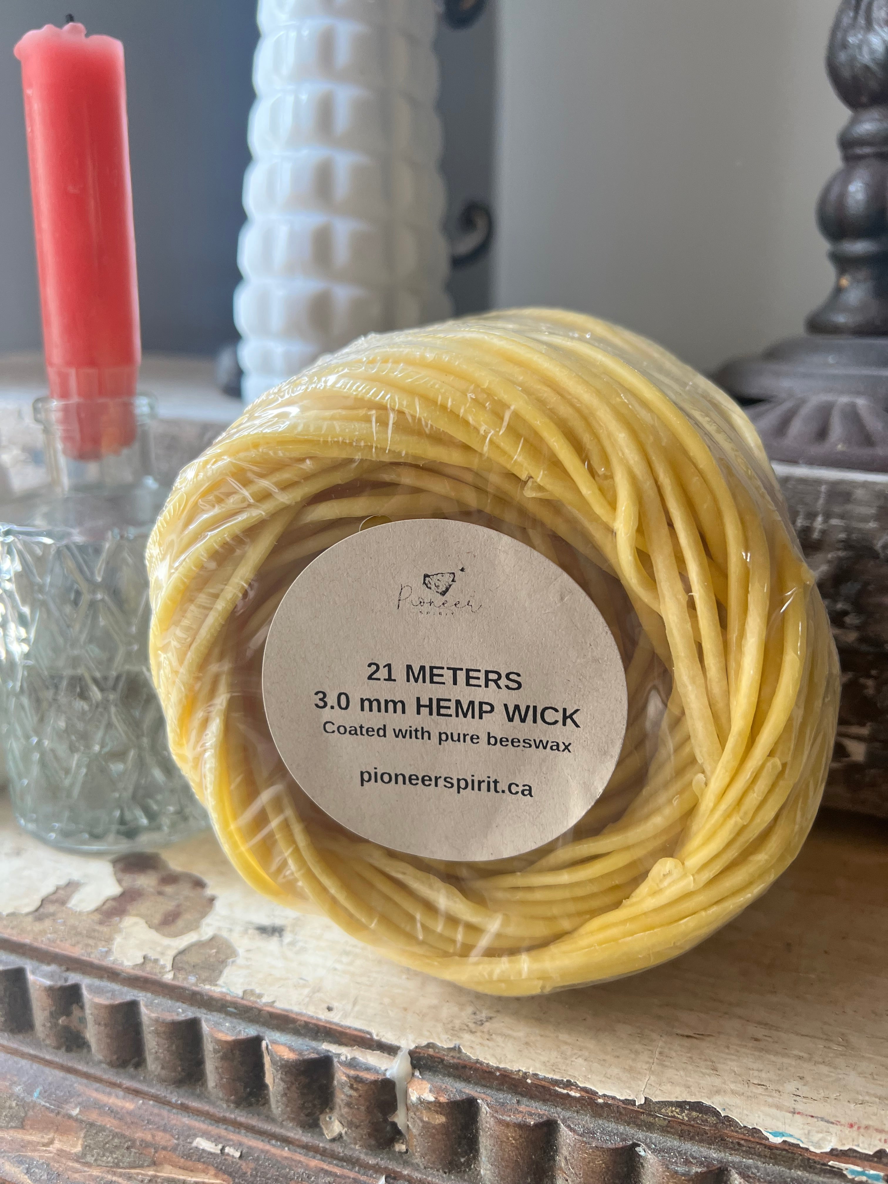 Hemp Wick coated with Beeswax