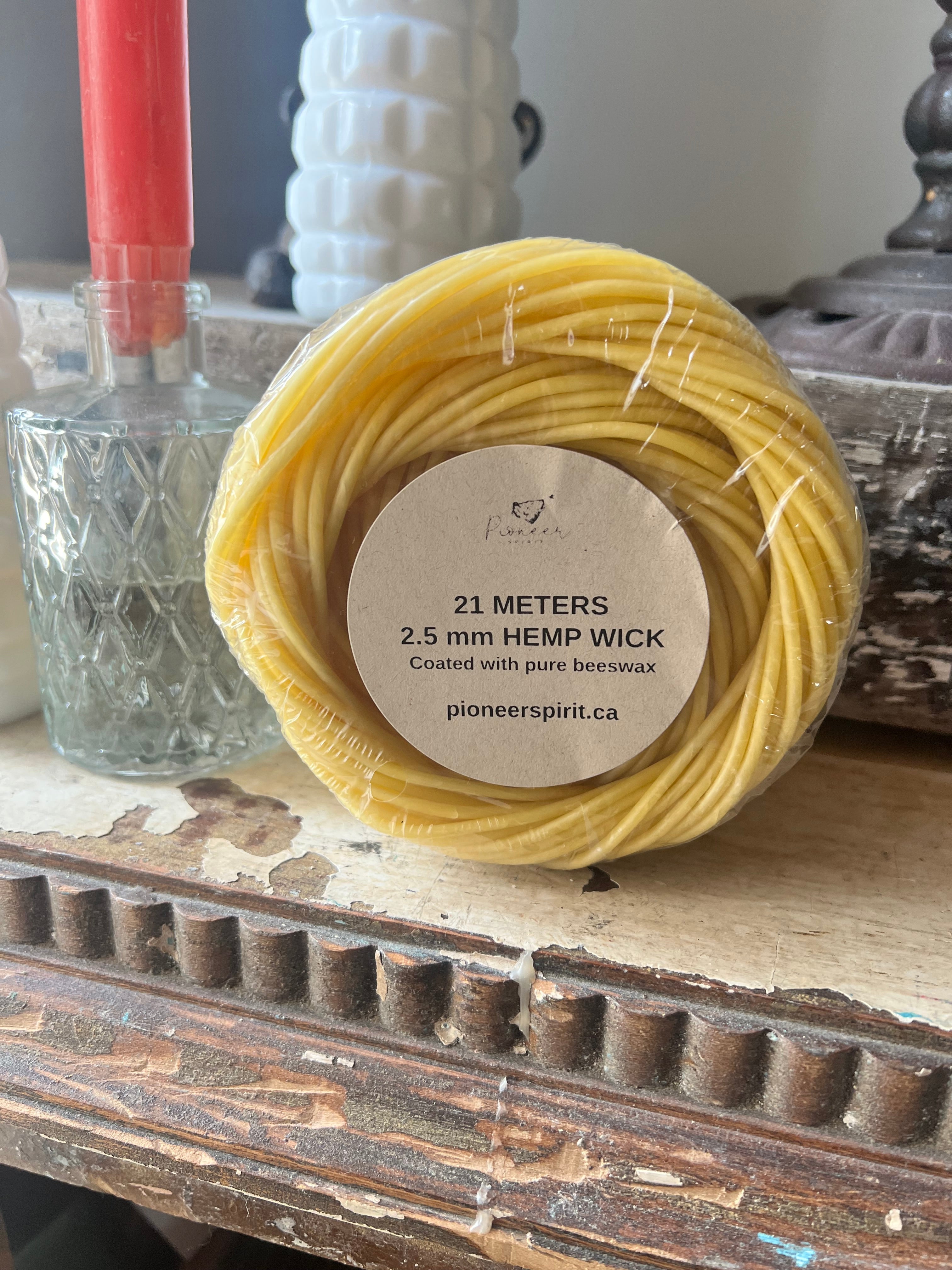 Hemp Wick coated with Beeswax