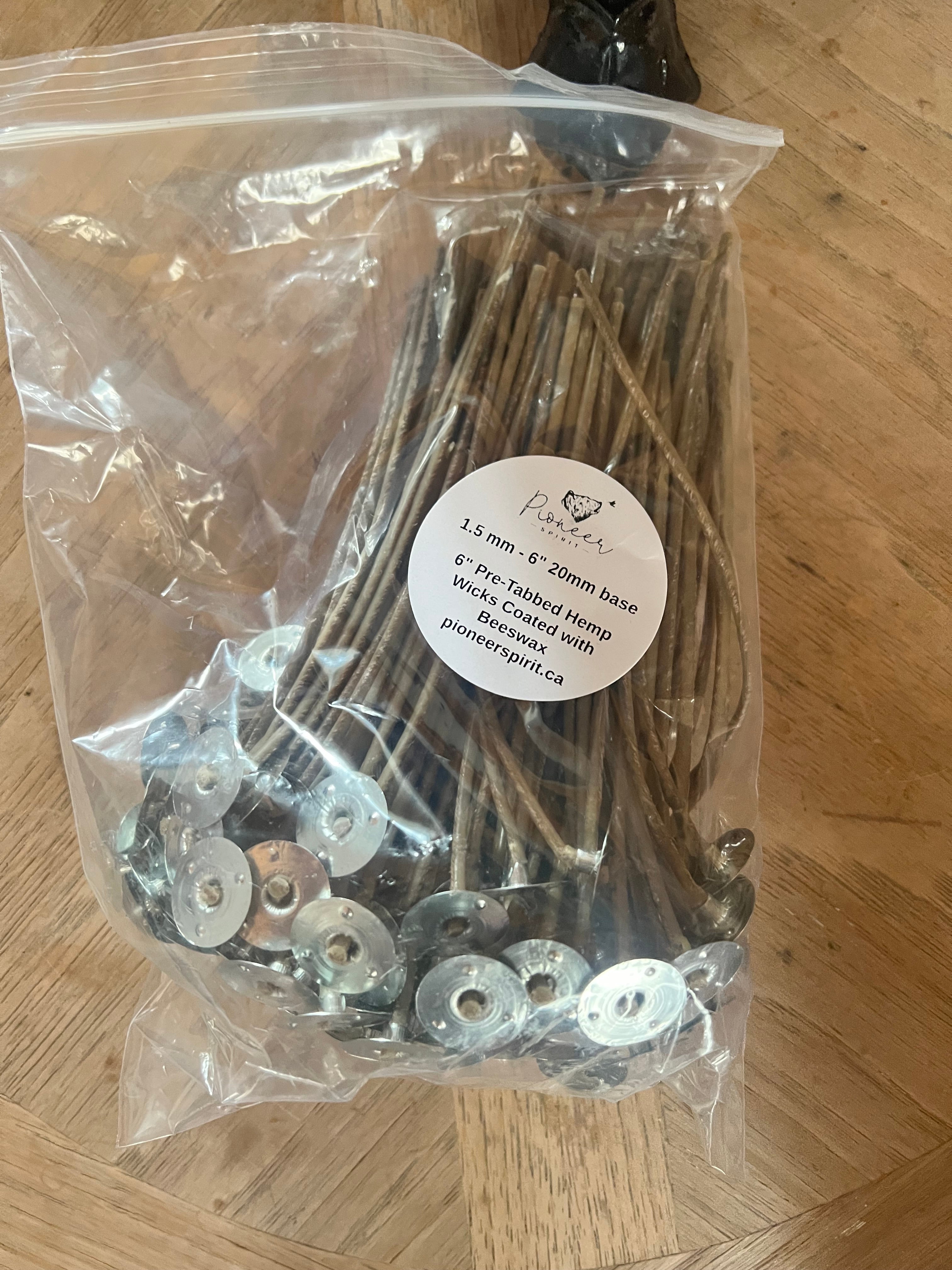 6" Pre-Tabbed Hemp Wicks Coated with Beeswax