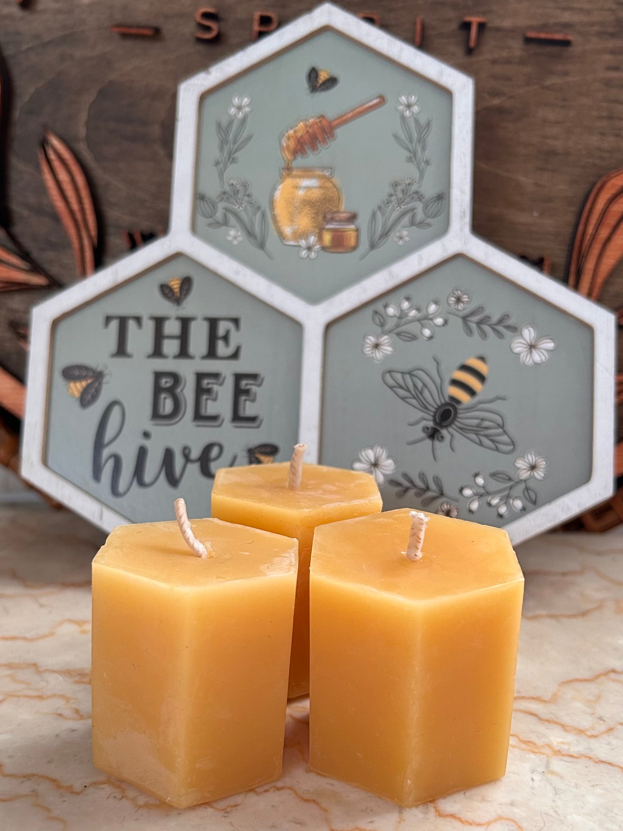 3 Hexagon votives - Pioneer Spirit